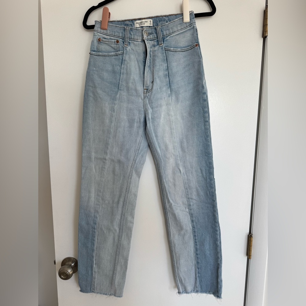 Abercrombie High Rise Ankle Straight Jeans - Two Tones